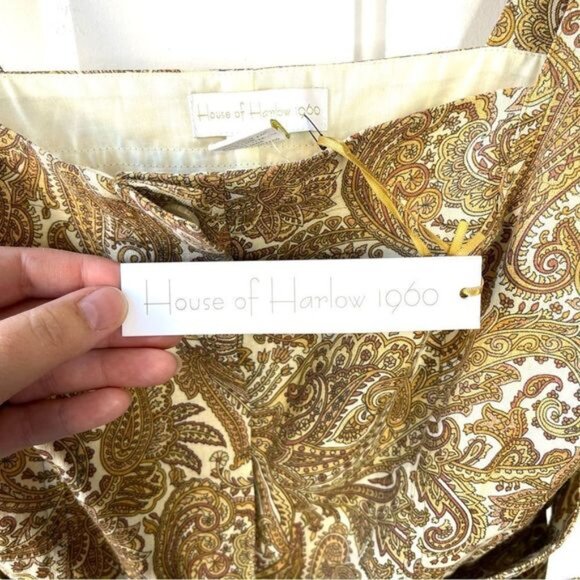 Revolve NEW House Of Harlow 1960 Mustard and Brown Paisley Belted Romper Size 6 - Picture 5 of 8